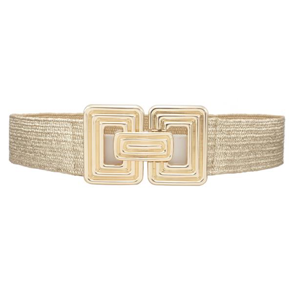 METALLIC GOLD ELASTIC STRAW BELT – Kelly display picture 3