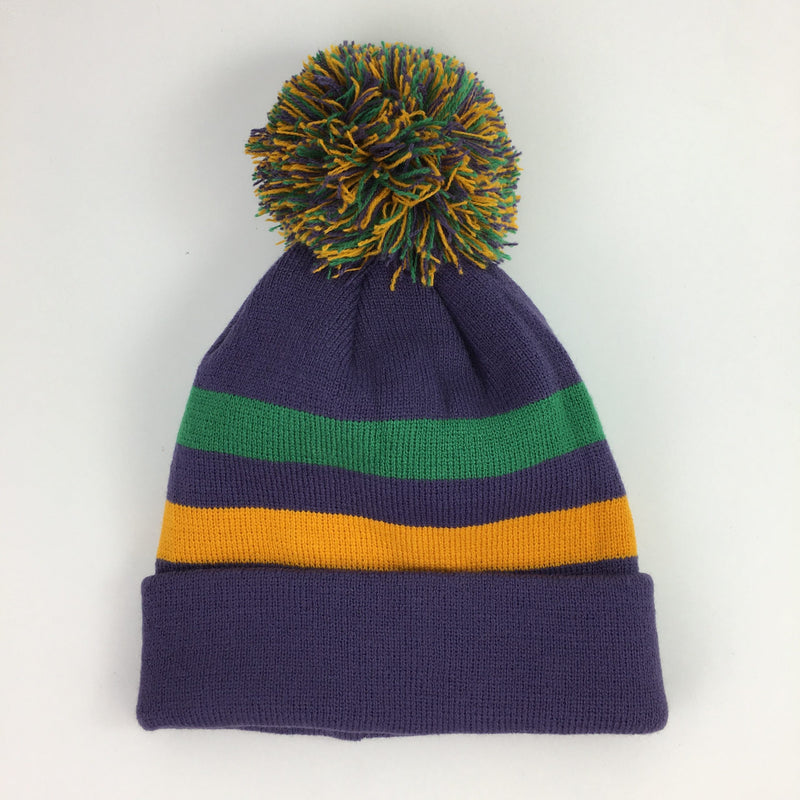 MARDI GRAS POMPOM BEANIE