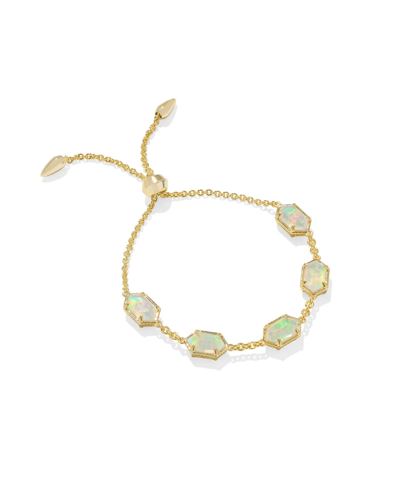 HALLIE DELICATE CHAIN GOLD BRACELET IN OPALITE ILLUSION