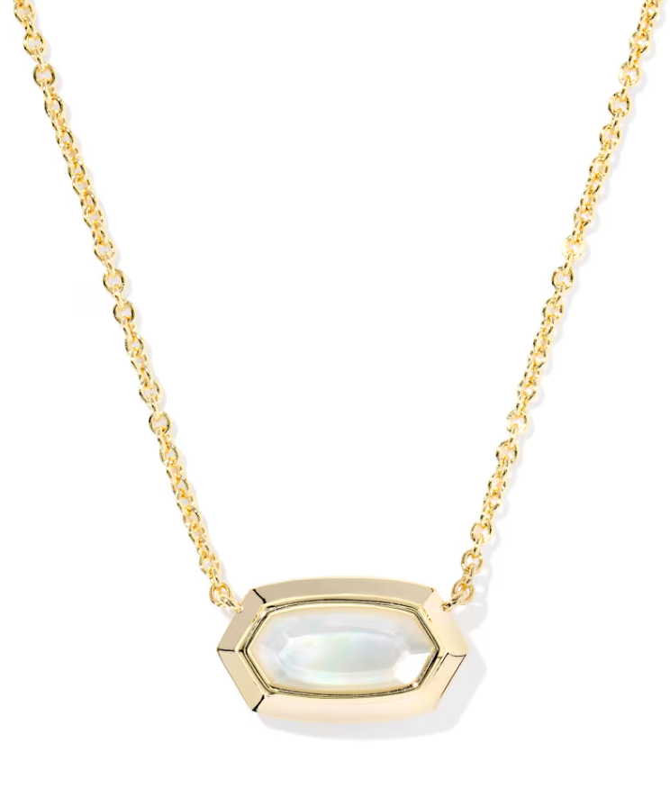 ELISA BEZEL GOLD PENDANT NECKLACE IN MOP
