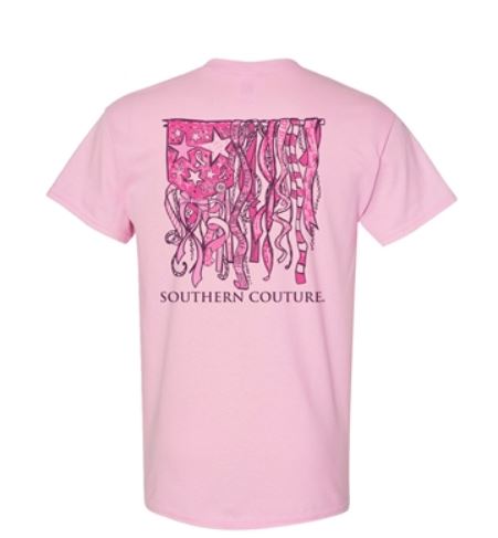 BREAST CANCER RIBBON FLAG TEE