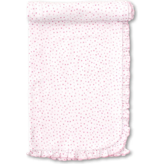 WHT/PINK HEART BLANKET