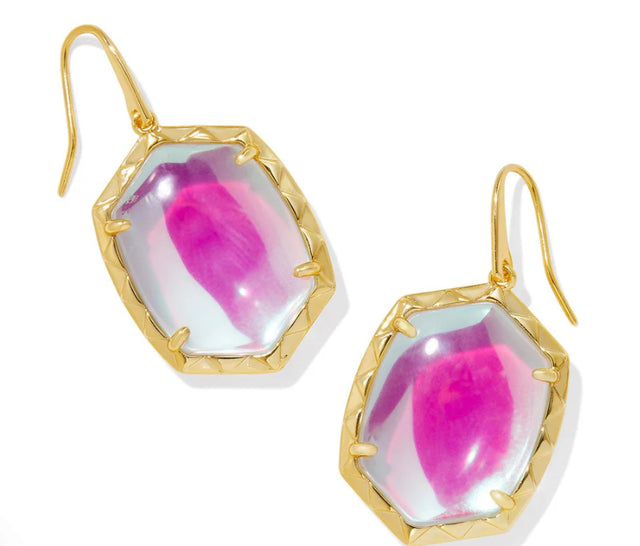 DAPHNE DROP GOLD EARRING IN DICHROIC GLASS