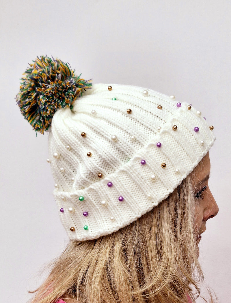 PEARL MARDI GRAS BEANIE