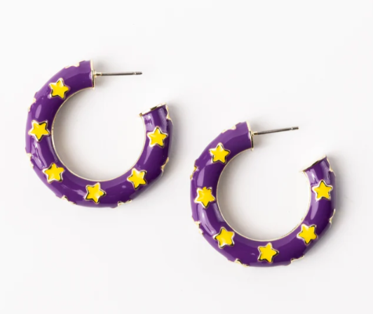 JUSTINE PURPLE & GOLD HOOPS