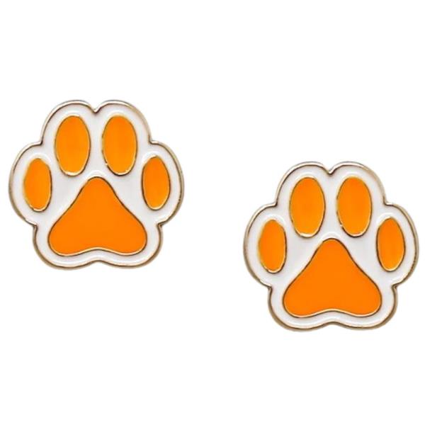 ORANGE & WHITE PAW STUDS