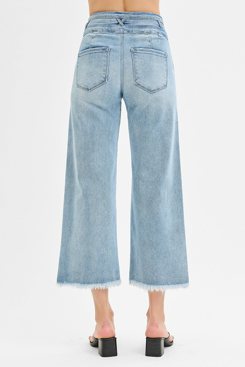NINA HIGH RISE CROP WIDE BAND RISEN JEANS
