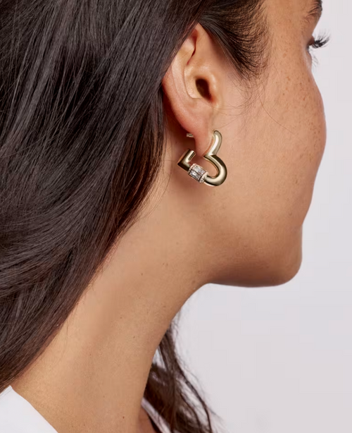 EMERY HEART GOLD HOOP EARRINGS