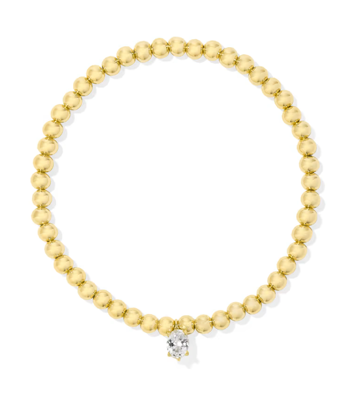 CAILIN GOLD STRETCH BRACELET IN WHITE CZ
