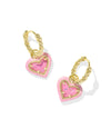 Ari Heart Gold Enamel Frame Huggie Earrings