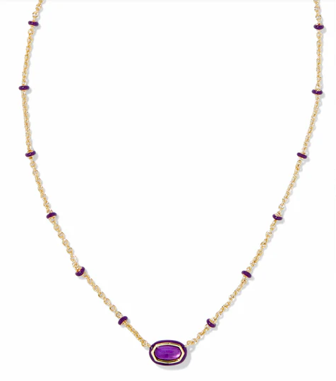 MINI ELISA GOLD ENAMEL NECKLACE IN PURPLE