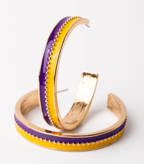 MEAGHAN PURPLE + GOLD HOOPS