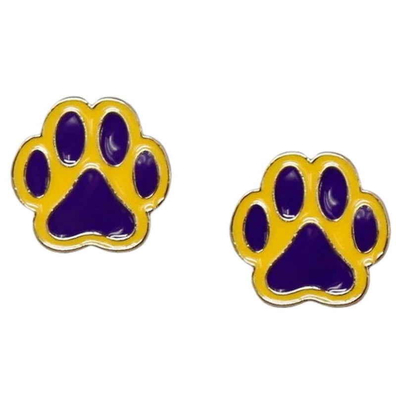 PURPLE AND GOLD PAW STUDS