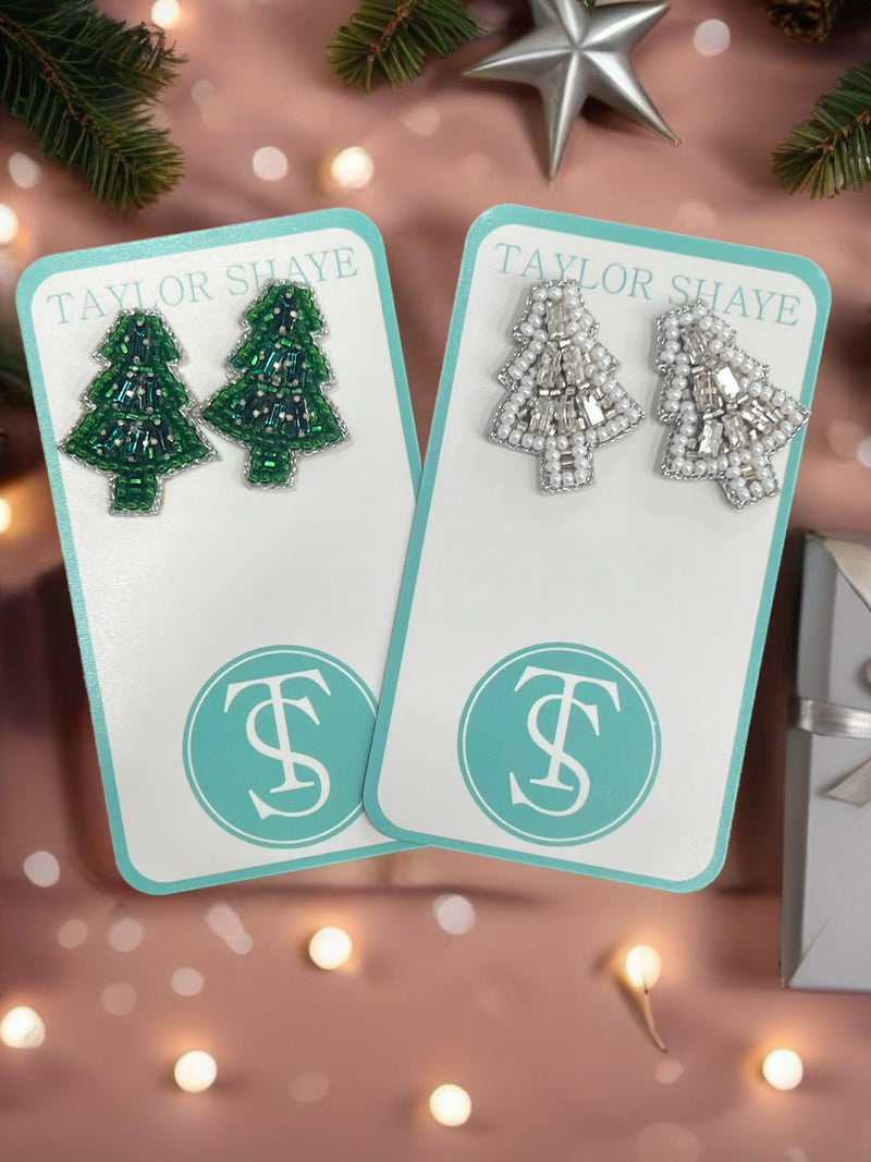 BEAD CHRISTMAS TREE STUDS