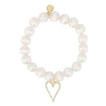 WHITE CAPIZ HEART BRACELET