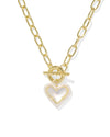 Ari Heart Gold Enamel Frame Link and Chain Necklace