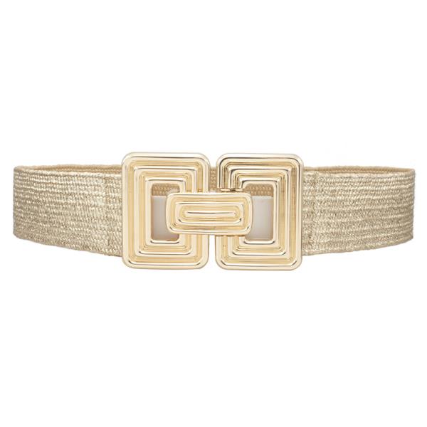 METALLIC GOLD ELASTIC STRAW BELT