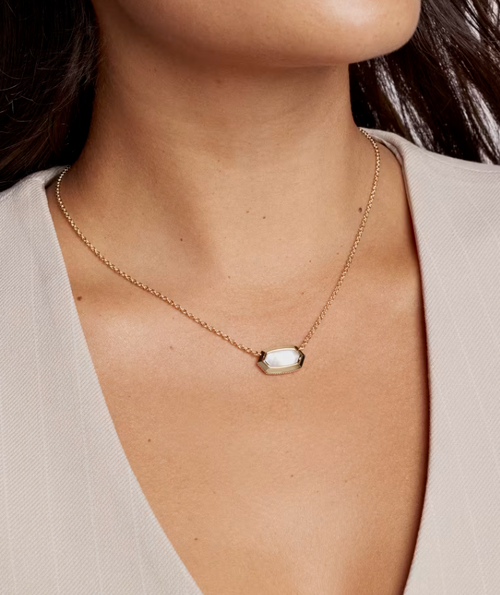 ELISA BEZEL GOLD PENDANT NECKLACE IN MOP