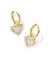 Ari Heart Gold Enamel Frame Huggie Earrings