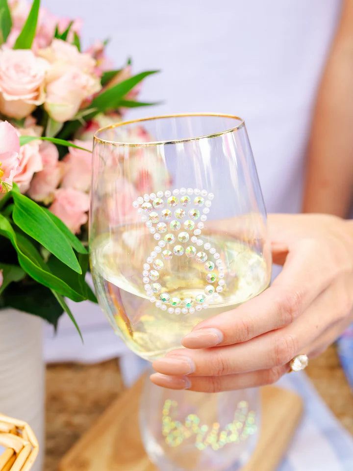 RHINESTONE RING STEMLESS WINE GLASS