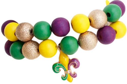 BEADED MARDI GRAS BRACELET