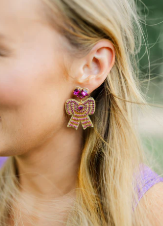 TIGER BEADED BOW EARRINGS