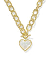 Haisley Heart Gold Statement Necklace in Ivory Mother-of-Pearl