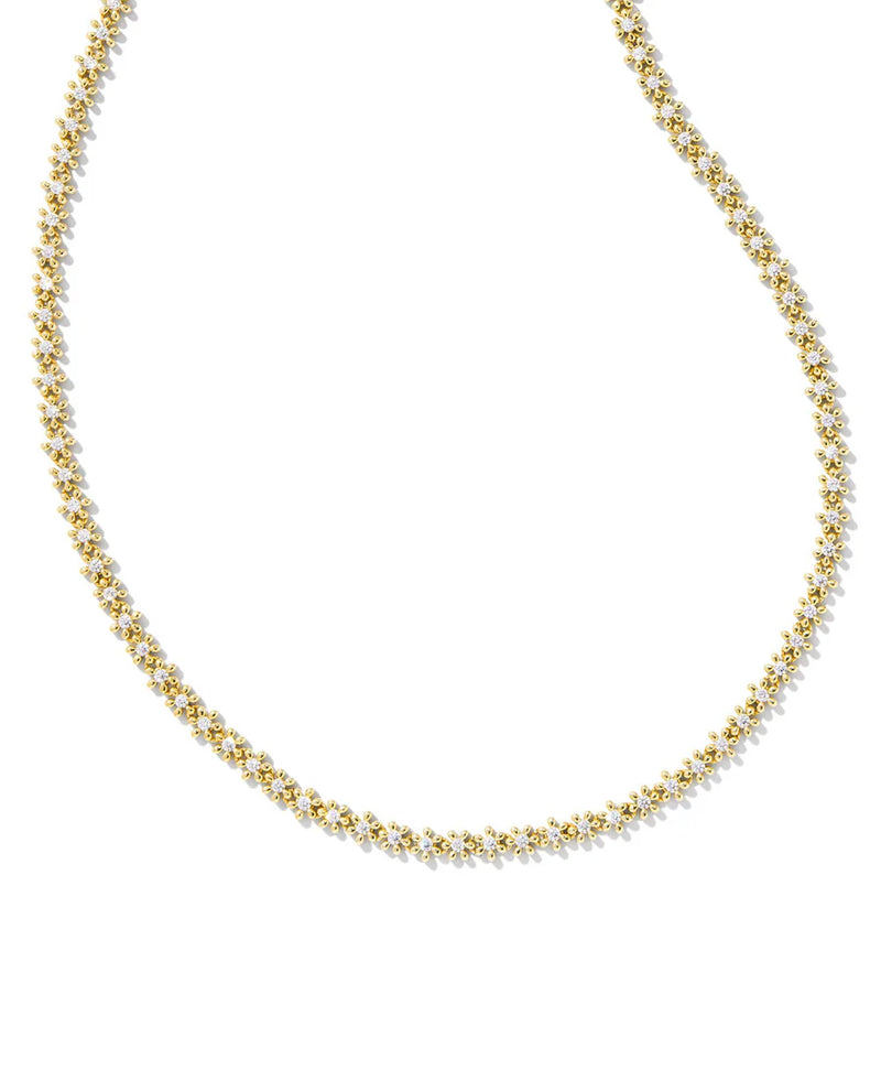 NYDIA GOLD WHITE CRYSTAL NECKLACE