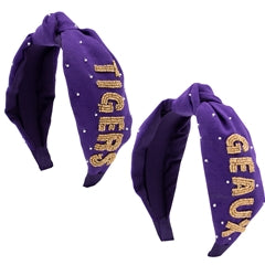 GEAUX TIGER BEADED HEADBAND