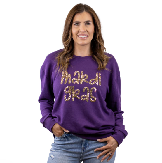 MARDI GRAS SEQUIN SWEATSHIRT