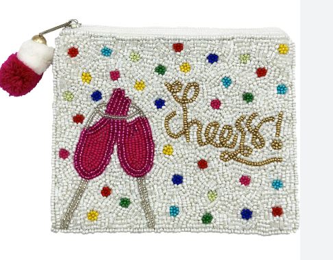 CHEERS BEADED COIN POUCH