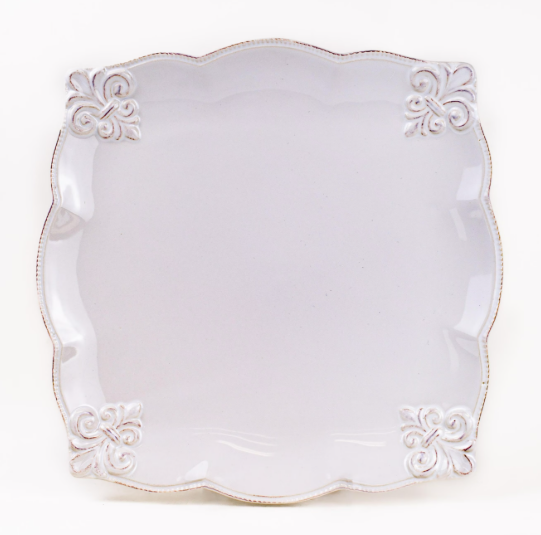 EMBOSSED FLEUR DE LIS SQUARE PLATTER