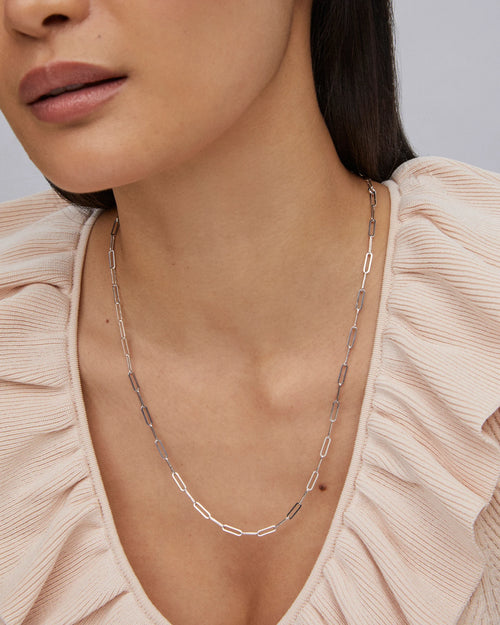 Courtney Paperclip Necklace in Silver