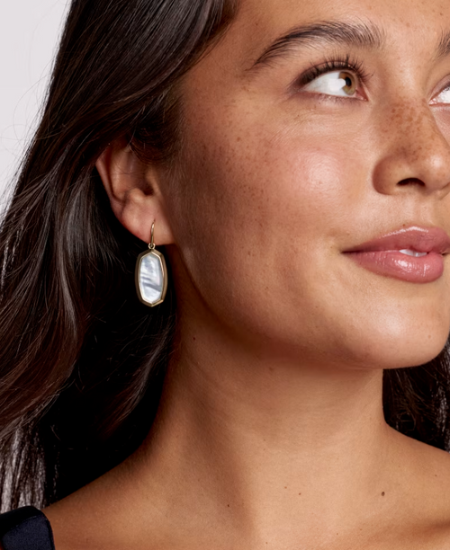 DANI BEZEL GOLD DROP EARRINGS IN MOP