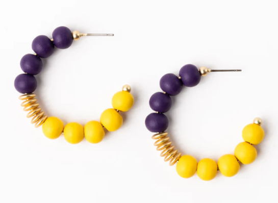 KELLY PURPLE + GOLD HOOPS