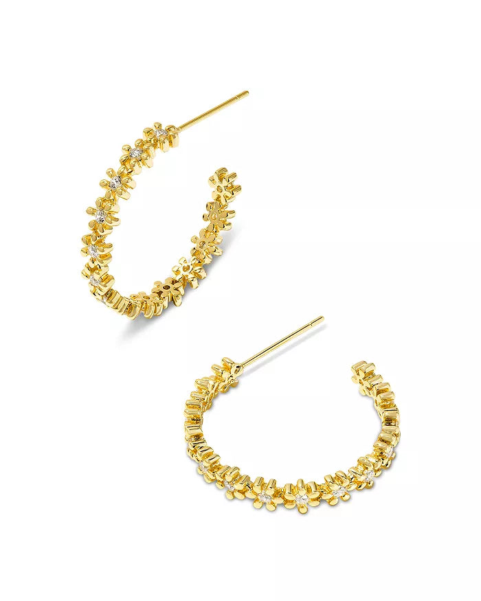 NYDIA GOLD WHITE CRYSTAL HOOP EARRING