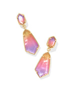 HALLIE GOLD CONVERTIBLE DROP EARRINGS IN SUNRISE WATERCOLOR ILLUSION