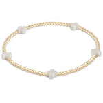 SIGNATURE SMALL CROSS GOLD PATTERN 2MM BEAD BRACELET