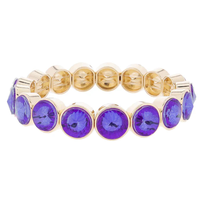 PURPLE CRYSTAL STRETCH BRACELET