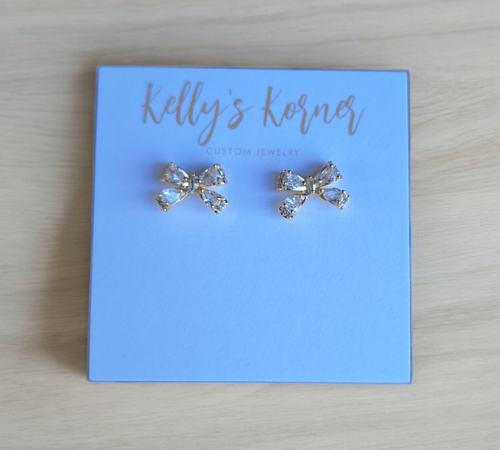 RHINESTONE BOW EARRING