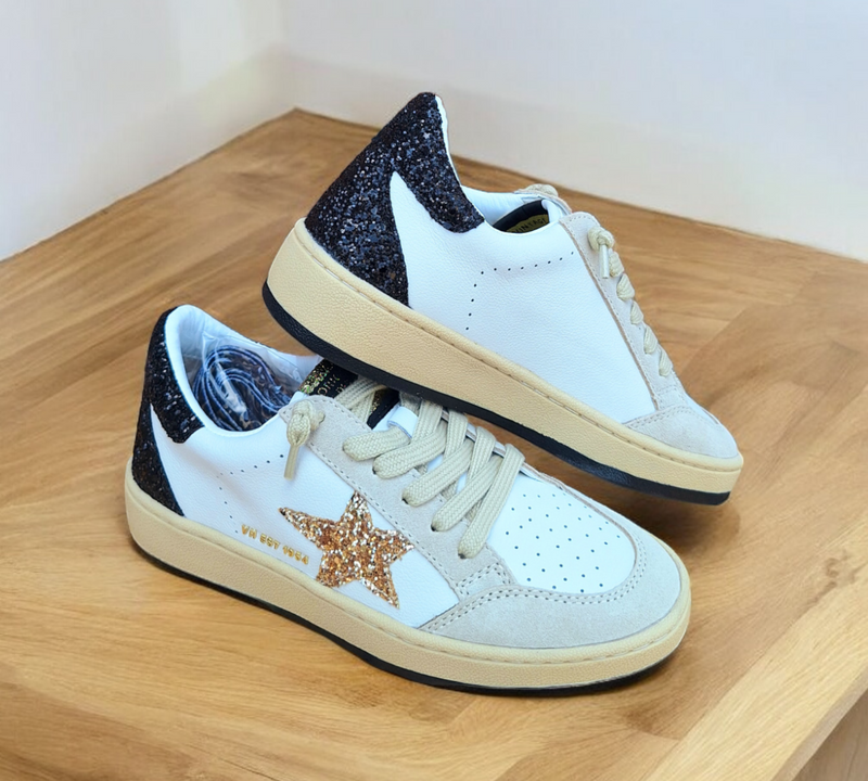 DENISSE BLACK/GOLD GLITTER SNEAKER