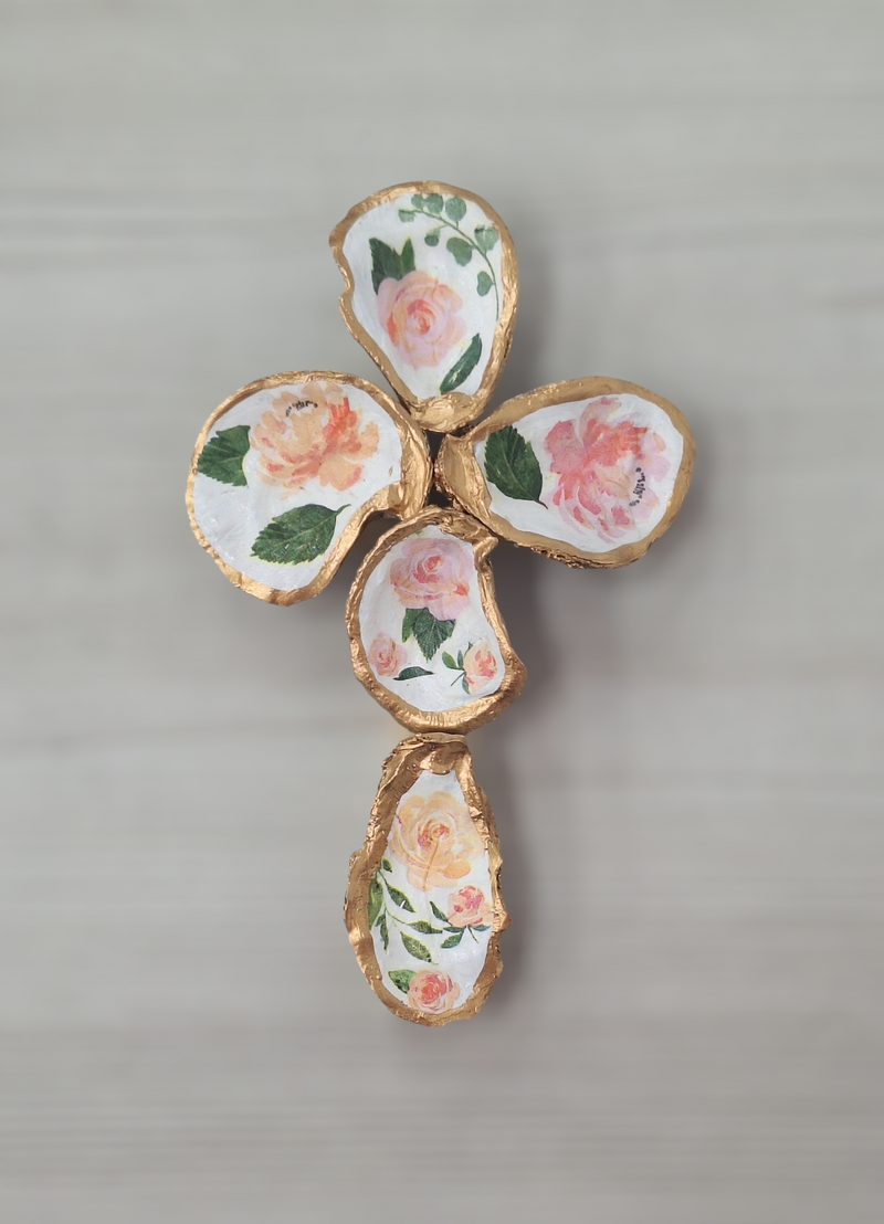 PEACH ROSE OYSTER CROSS