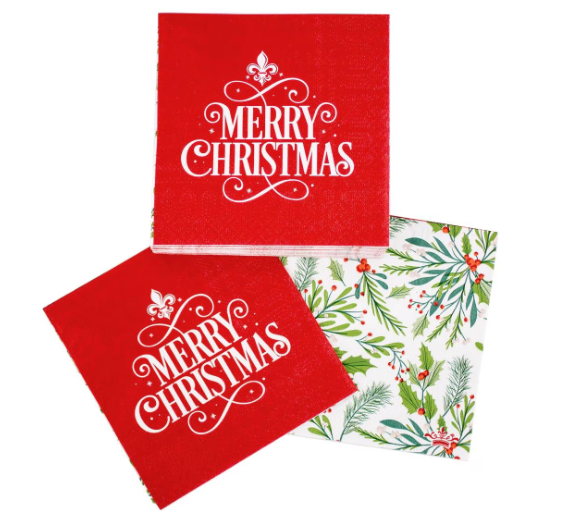 MERRY CHRISTMAS COCKTAIL NAPKINS