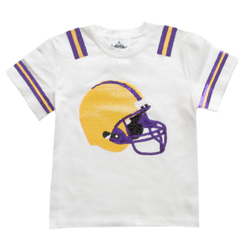 PURPLE & YELLOW SEQUIN  HELMET TOP