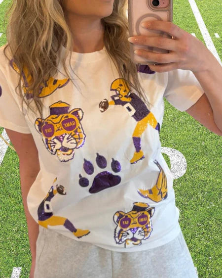 TIGERS SPIRIT SEQUIN TOP