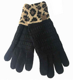 GLOVES WITH LEOPARD CUFF