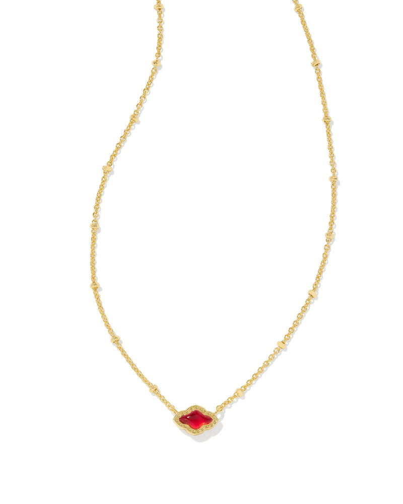 ABBIE MINI GOLD & CRANBERRY PENDANT NECKLACE