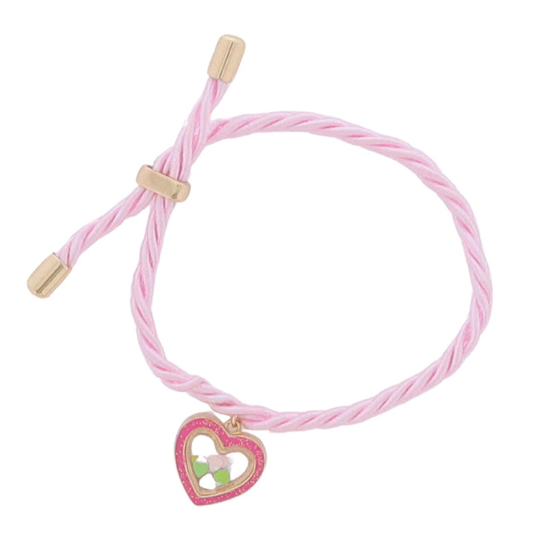 ENCASED CONFETTI HEART LIGHT PINK CORD BRACELET