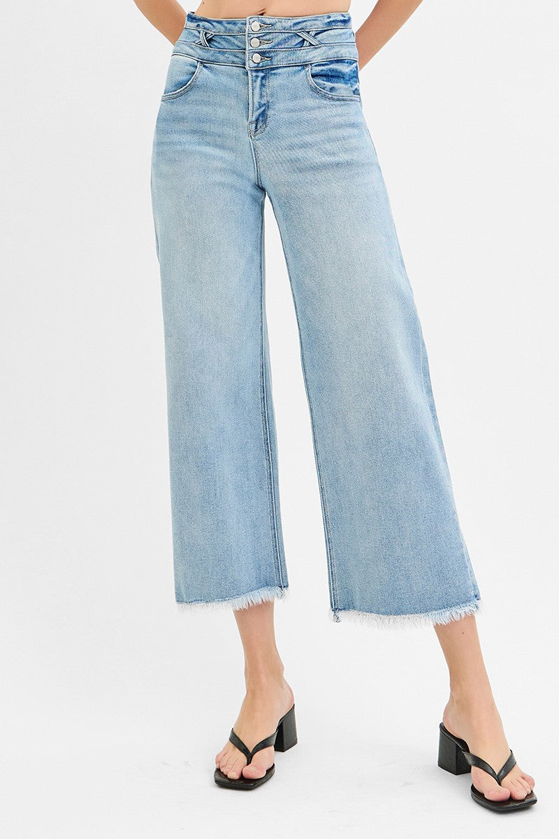 NINA HIGH RISE CROP WIDE BAND RISEN JEANS