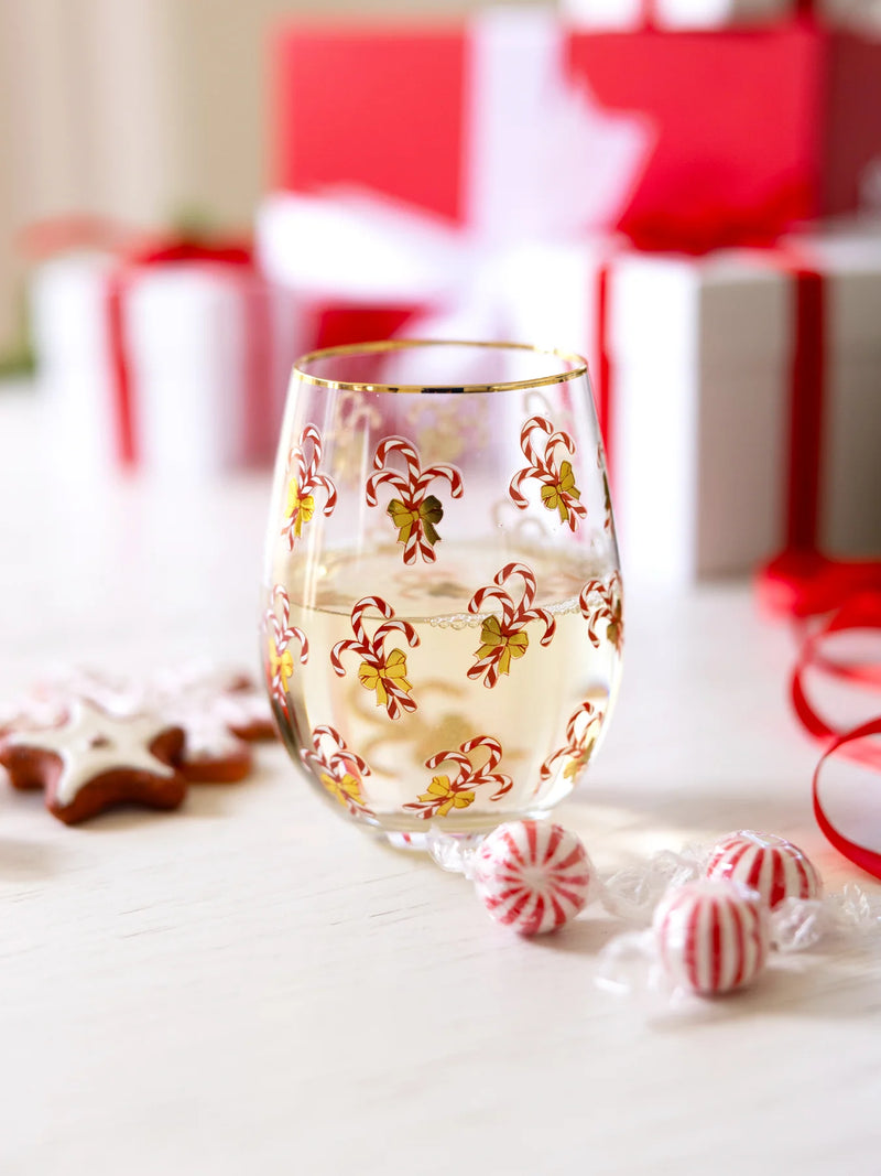 FESTIVE STEMLESS WINE GLASSES